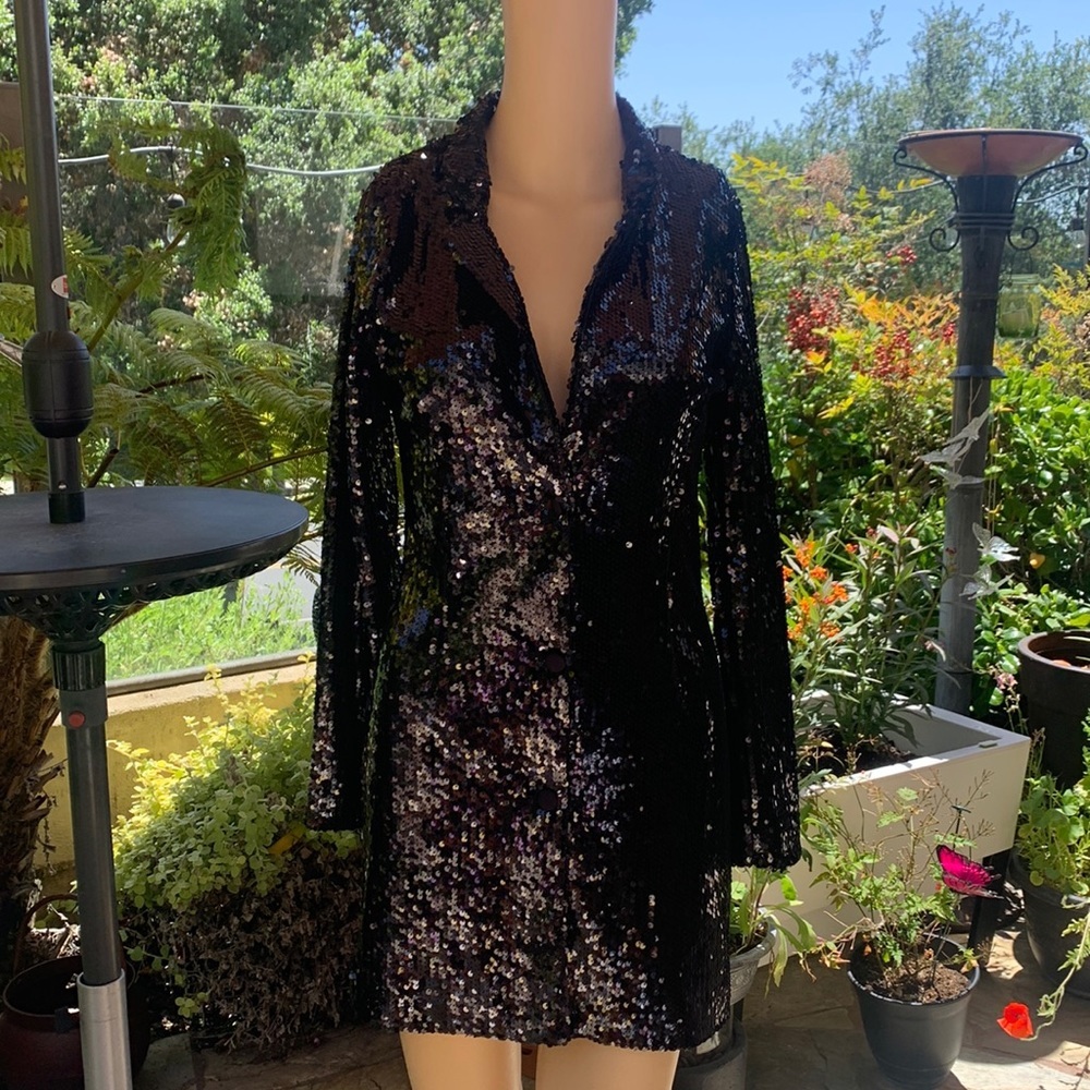 Black Sequin Blazer Dress